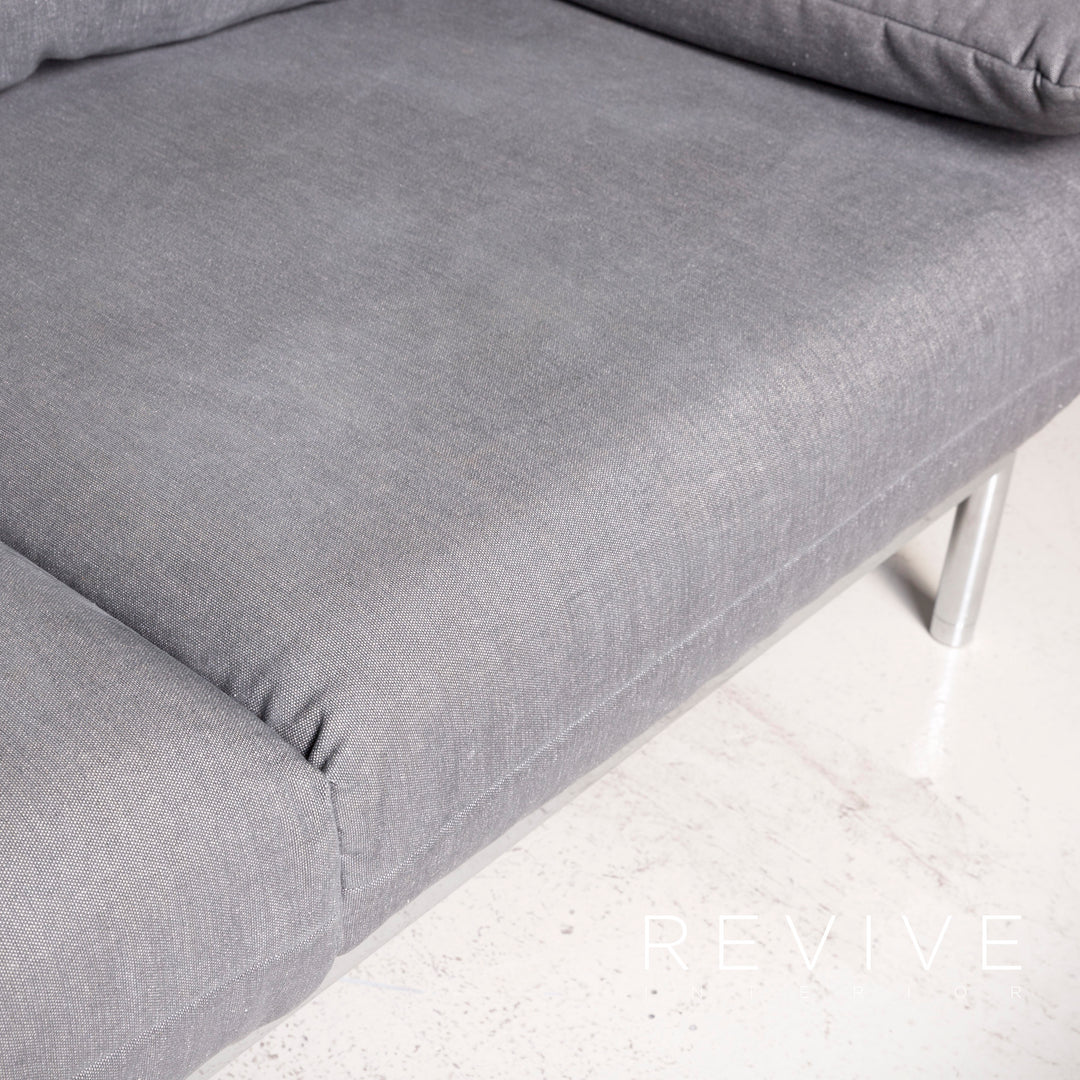 Rolf Benz Plura designer fabric sofa gray two-seater couch function #7408