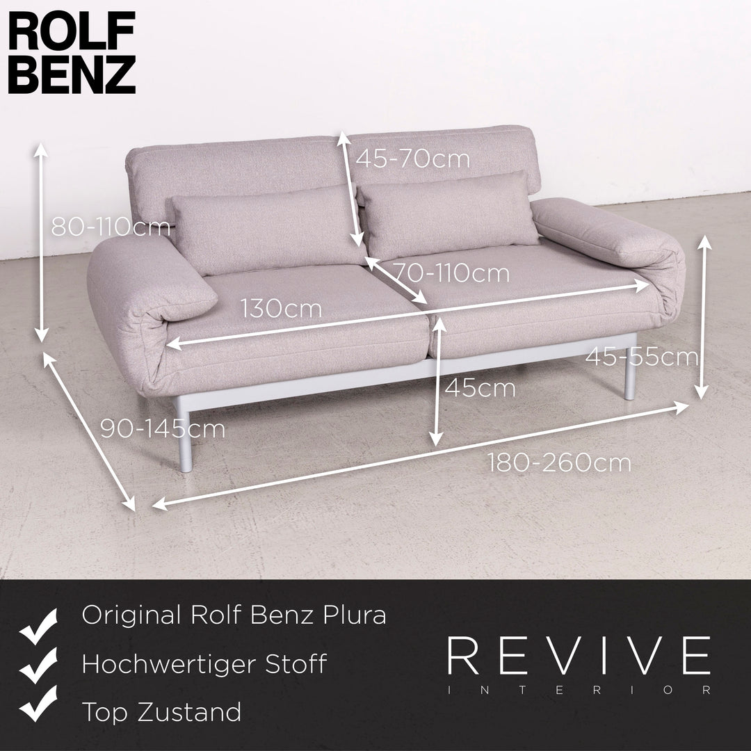 Rolf Benz Plura designer fabric sofa gray two-seater feature #8128
