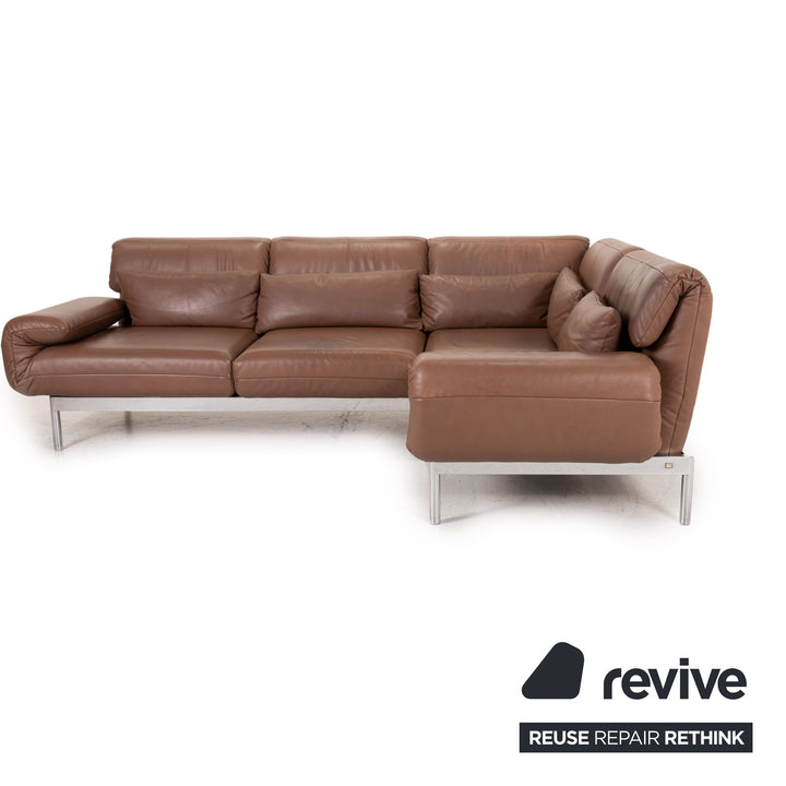 Rolf Benz Plura leather corner sofa brown function relax function couch