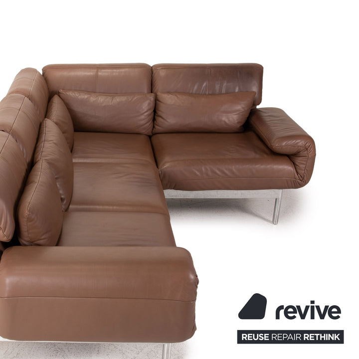 Rolf Benz Plura leather corner sofa brown function relax function couch
