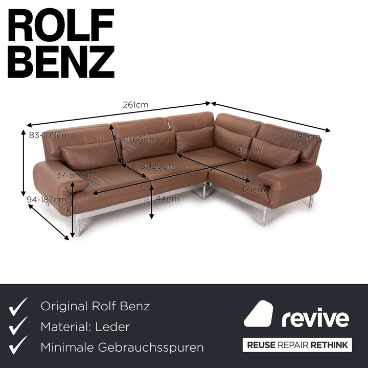 Rolf Benz Plura Leder Ecksofa Braun Funktion Relaxfunktion Couch