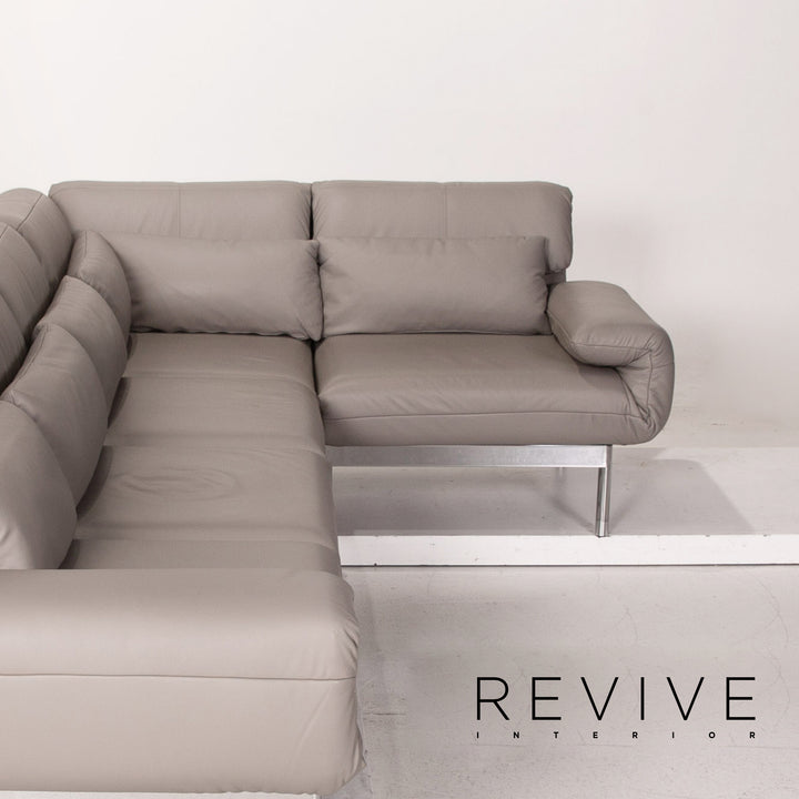 Rolf Benz Plura Leder Ecksofa Grau Sofa Funktion Relaxfunktion Couch #15503