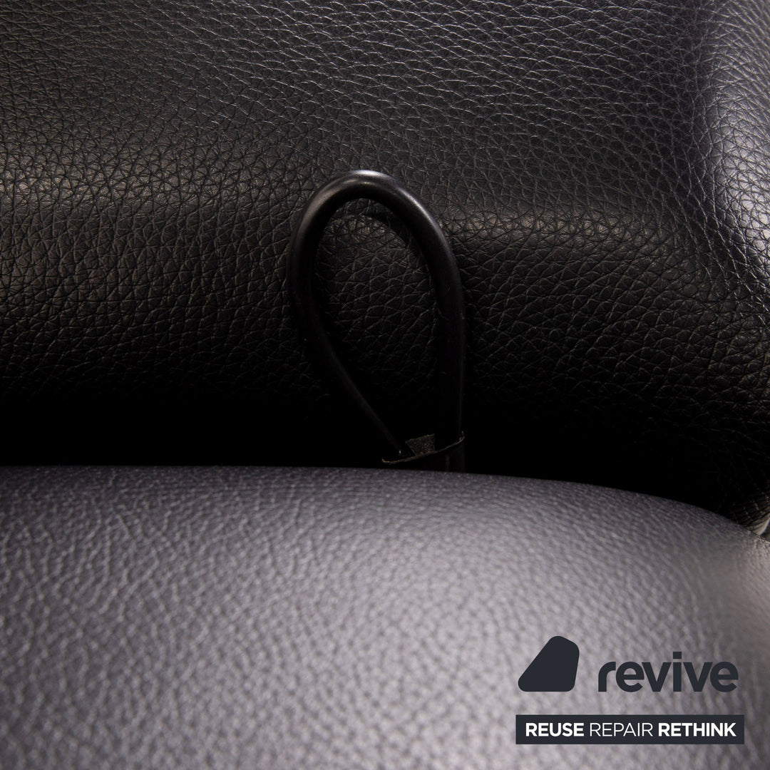 Rolf Benz Plura Leather Corner Sofa Black Relaxation function couch