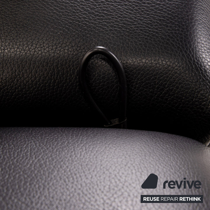 Rolf Benz Plura Leather Corner Sofa Black Relaxation function couch