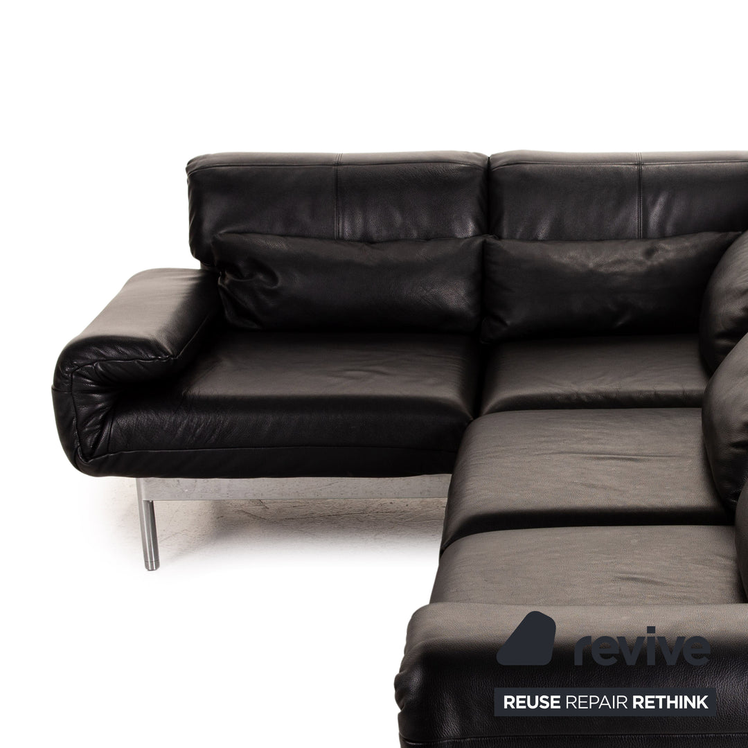 Rolf Benz Plura Leather Corner Sofa Black Relaxation function couch