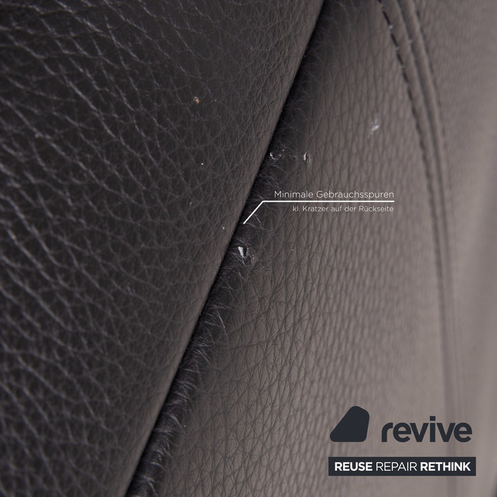 Rolf Benz Plura Leather Corner Sofa Black Relaxation function couch