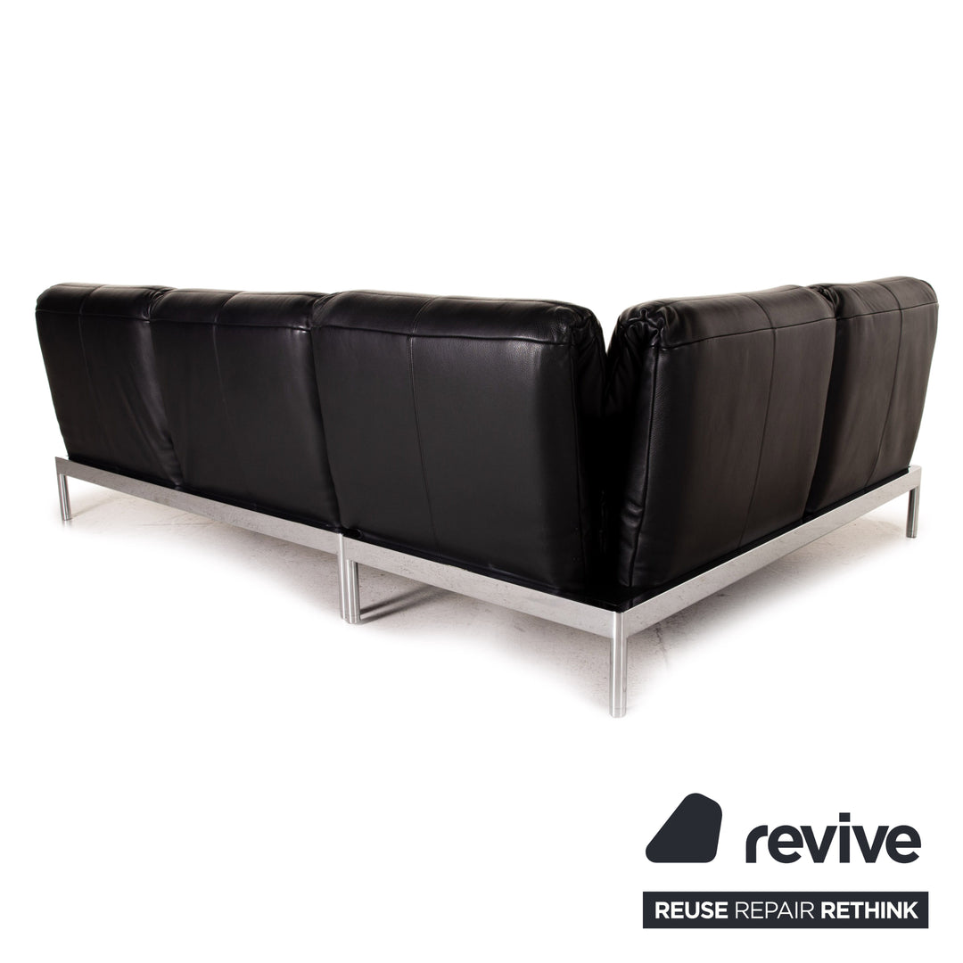 Rolf Benz Plura Leather Corner Sofa Black Relaxation function couch