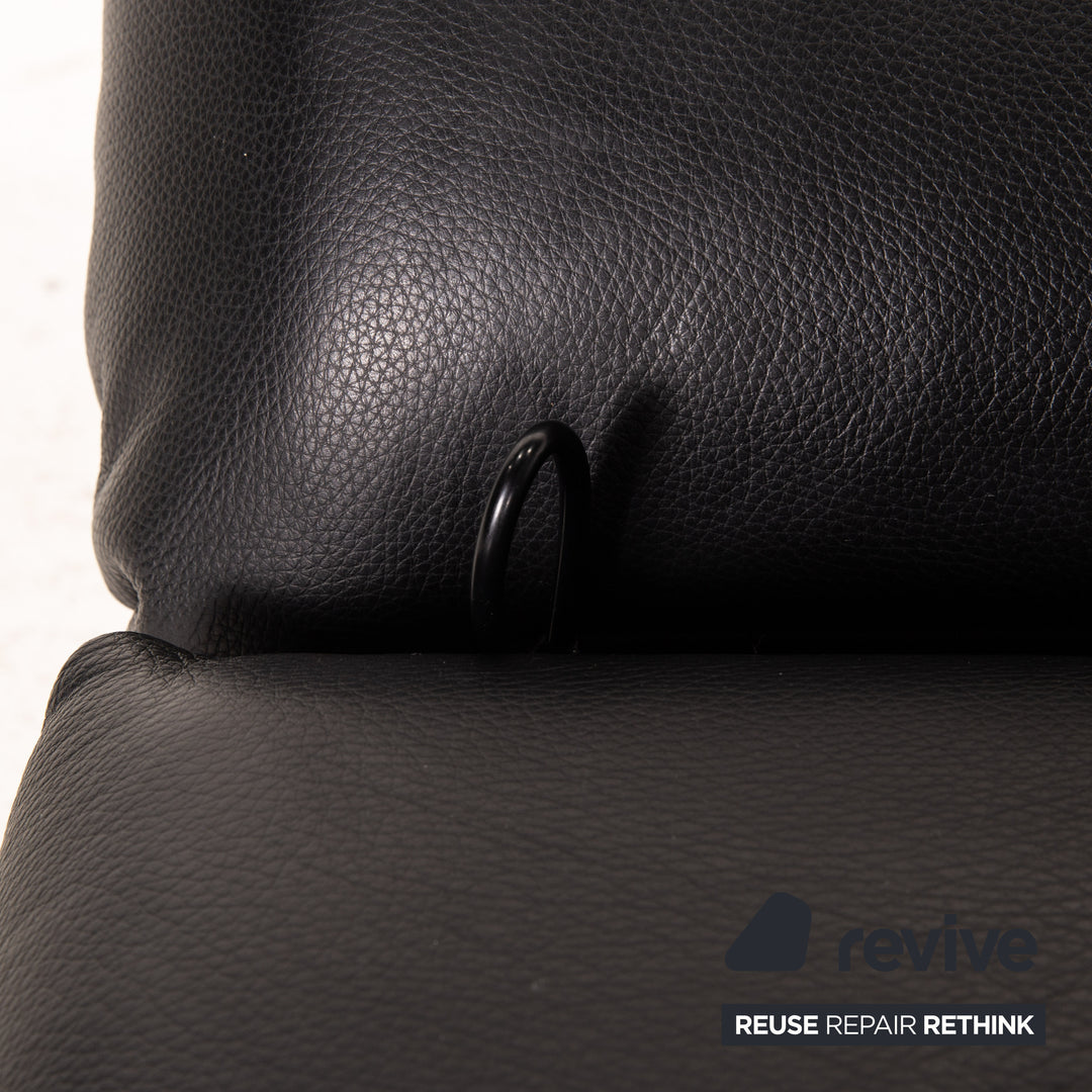 Rolf Benz Plura Leather Corner Sofa Black Relaxation Function Sofa Couch