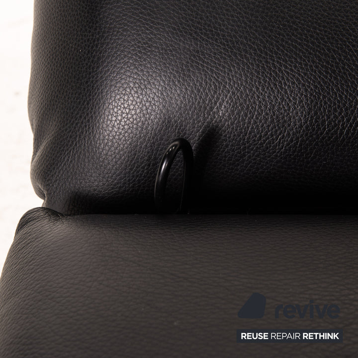 Rolf Benz Plura Leather Corner Sofa Black Relaxation Function Sofa Couch