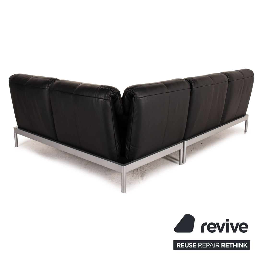 Rolf Benz Plura Leather Corner Sofa Black Relaxation Function Sofa Couch