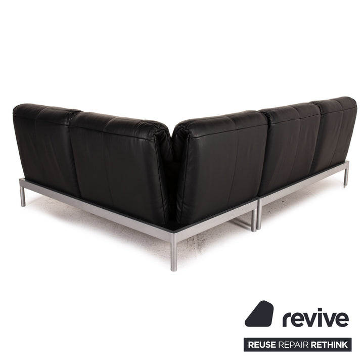 Rolf Benz Plura Leather Corner Sofa Black Relaxation Function Sofa Couch