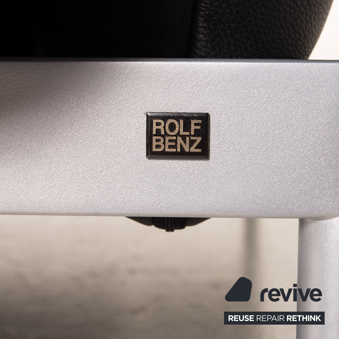 Rolf Benz Plura Leather Corner Sofa Black Relaxation Function Sofa Couch