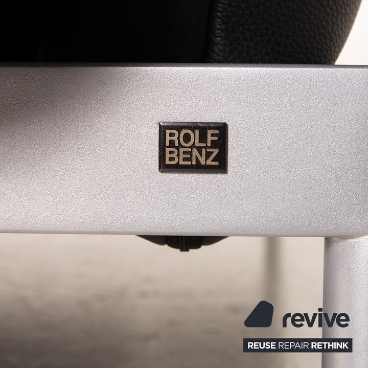 Rolf Benz Plura Leather Corner Sofa Black Relaxation Function Sofa Couch