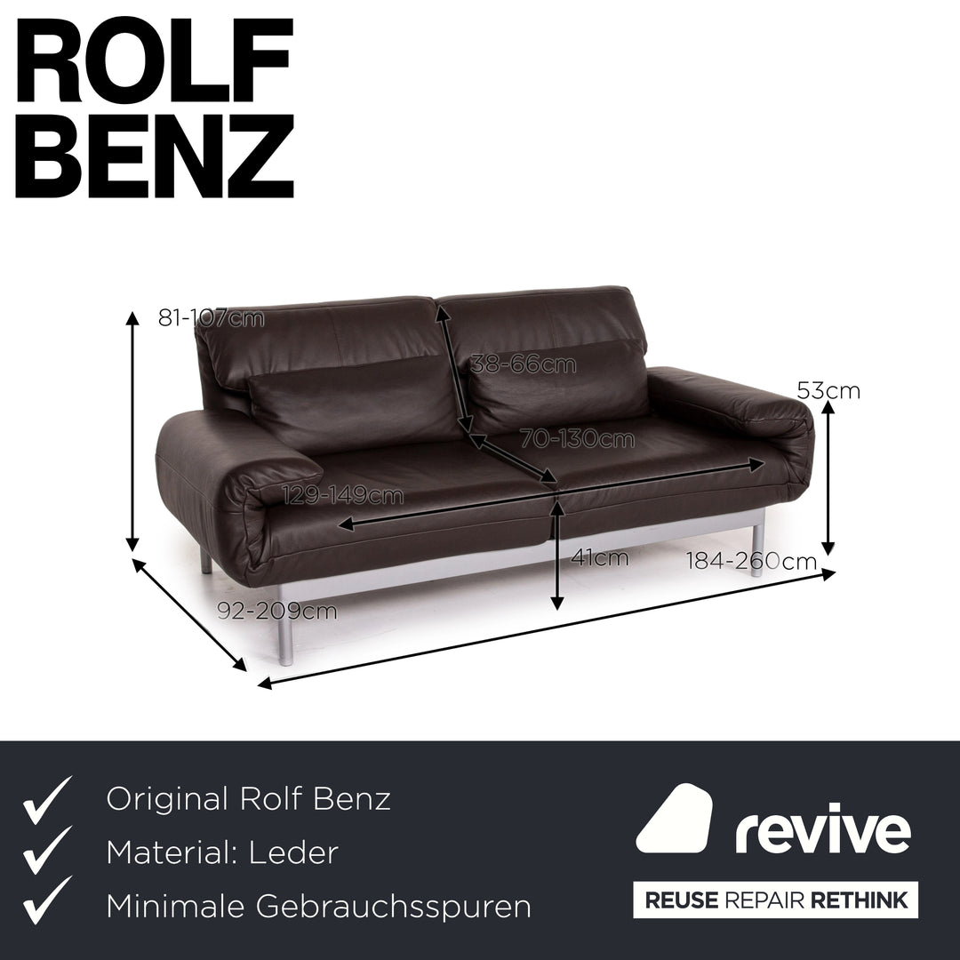 Rolf Benz Plura leather sofa brown dark brown two-seater function relax function couch #14935