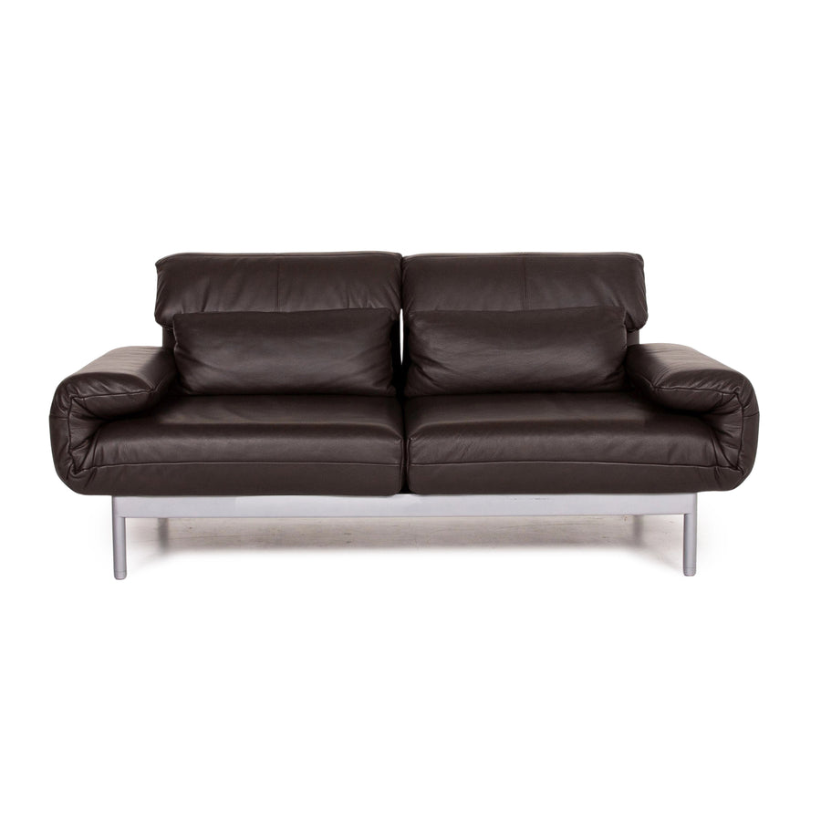 Rolf Benz Plura leather sofa brown dark brown two-seater function relax function couch #14935