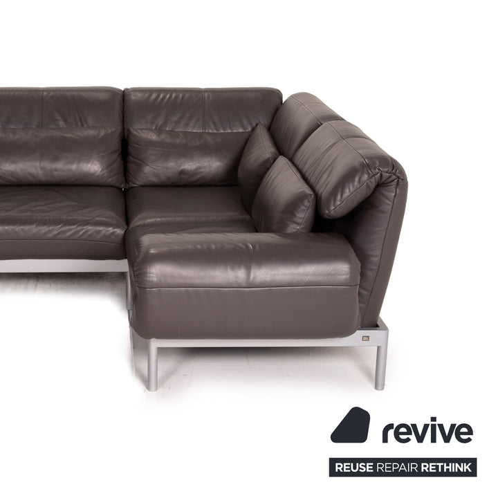 Rolf Benz Plura leather sofa brown corner sofa dark brown function relax function couch