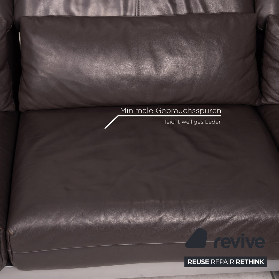 Rolf Benz Plura leather sofa brown corner sofa dark brown function relax function couch