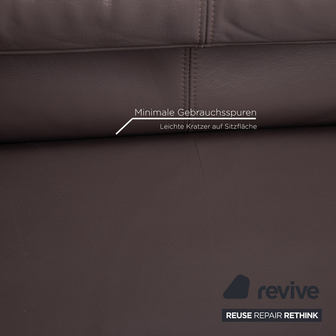 Rolf Benz Plura leather sofa brown corner sofa dark brown function relax function couch