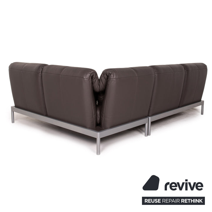 Rolf Benz Plura leather sofa brown corner sofa dark brown function relax function couch