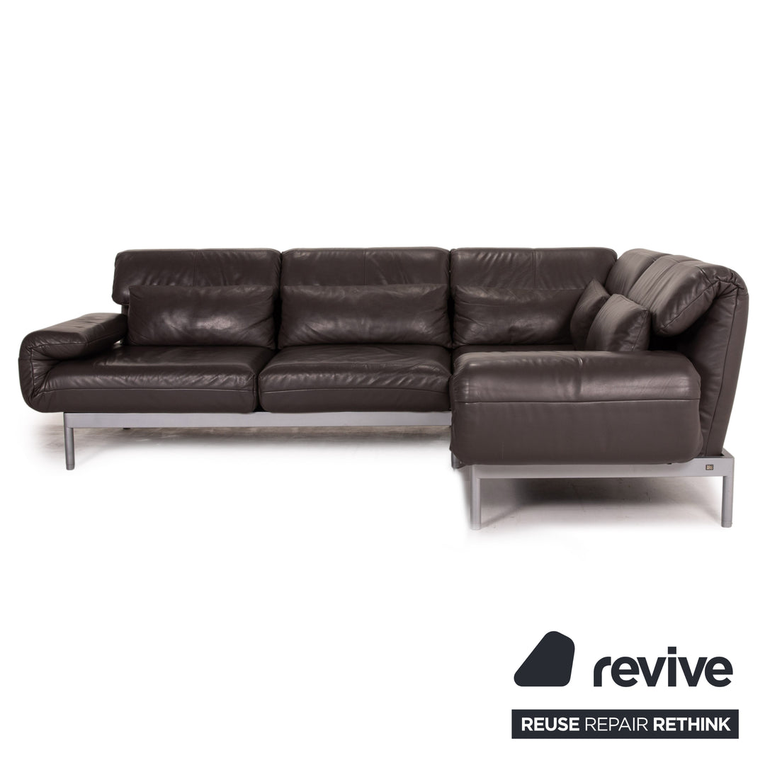 Rolf Benz Plura leather sofa brown corner sofa dark brown function relax function couch