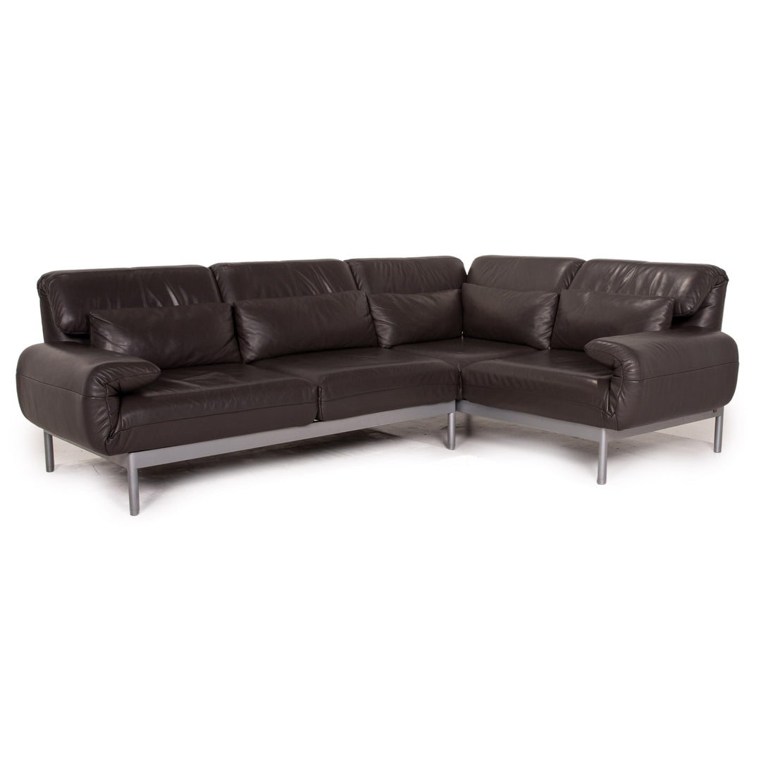 Rolf Benz Plura leather sofa brown corner sofa dark brown function relax function couch