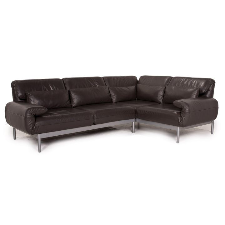 Rolf Benz Plura leather sofa brown corner sofa dark brown function relax function couch