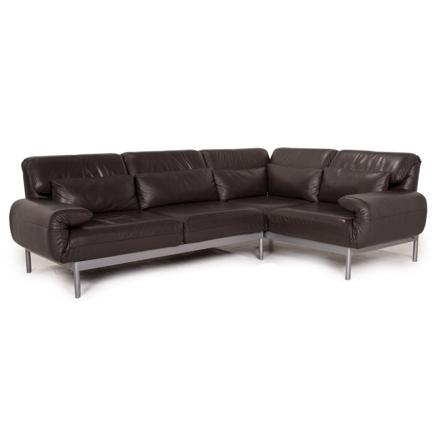 Rolf Benz Plura leather sofa brown corner sofa dark brown function relax function couch