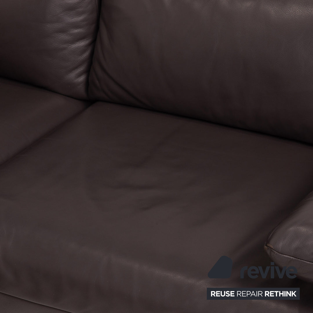 Rolf Benz Plura leather sofa brown corner sofa dark brown function relax function couch