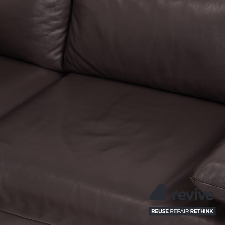 Rolf Benz Plura leather sofa brown corner sofa dark brown function relax function couch