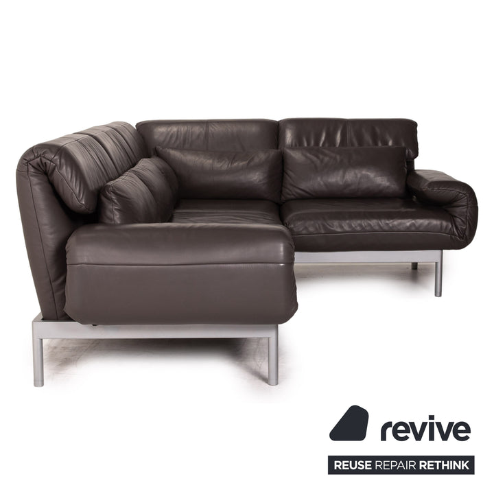 Rolf Benz Plura leather sofa brown corner sofa dark brown function relax function couch