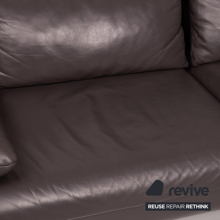 Rolf Benz Plura leather sofa brown corner sofa dark brown function relax function couch