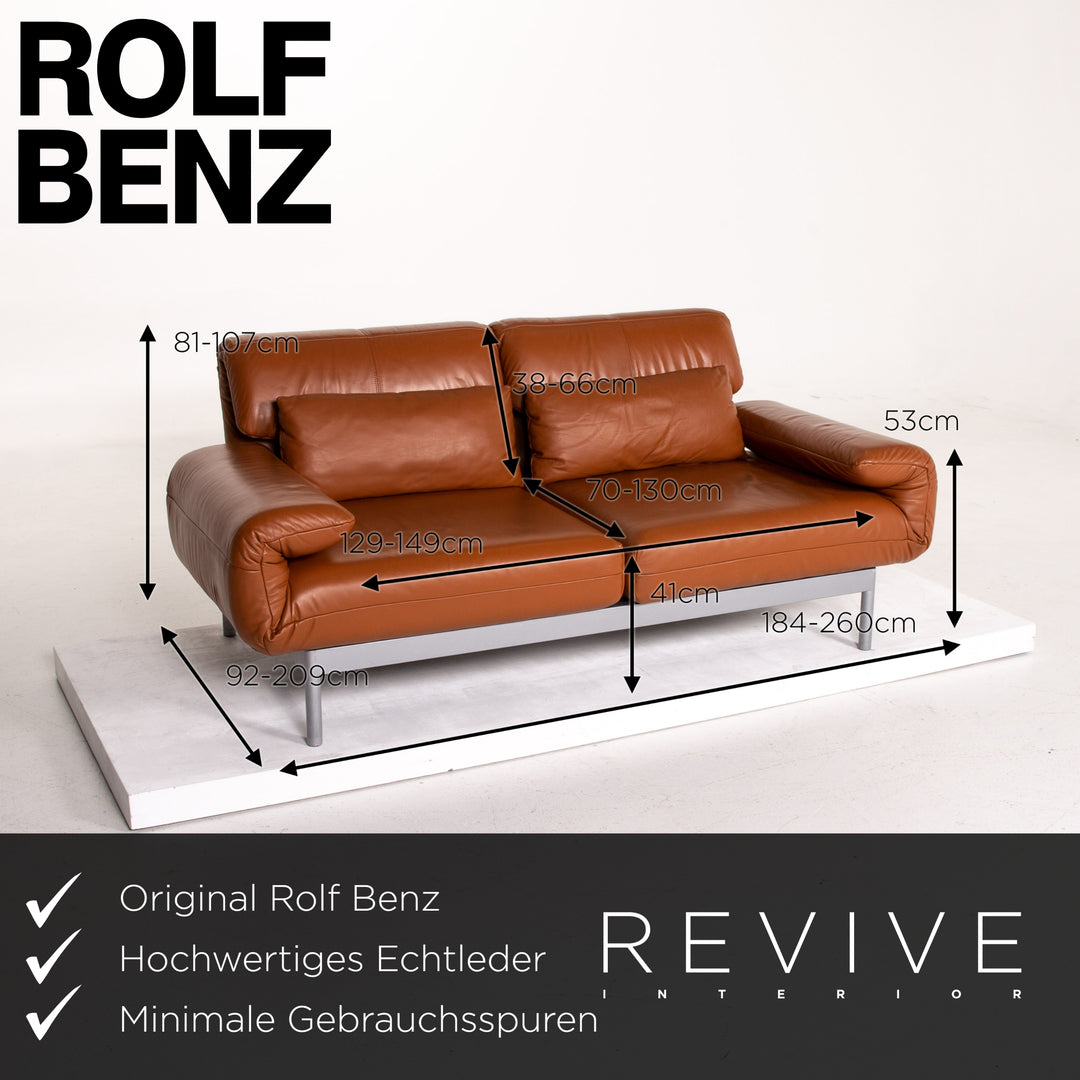 Rolf Benz Plura Leder Sofa Cognac Braun Zweisitzer Funktion Relaxfunktion #14230