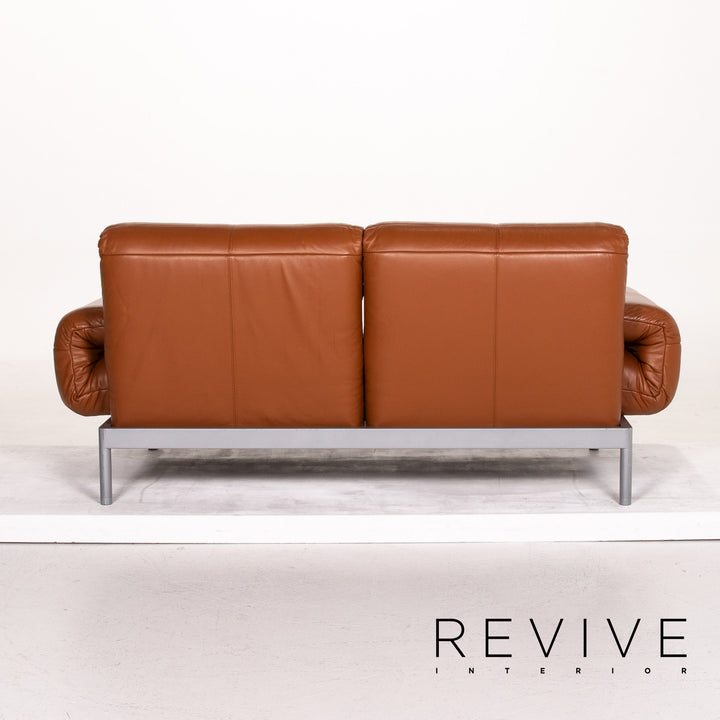 Rolf Benz Plura leather sofa cognac brown two-seater function relaxation function #14230
