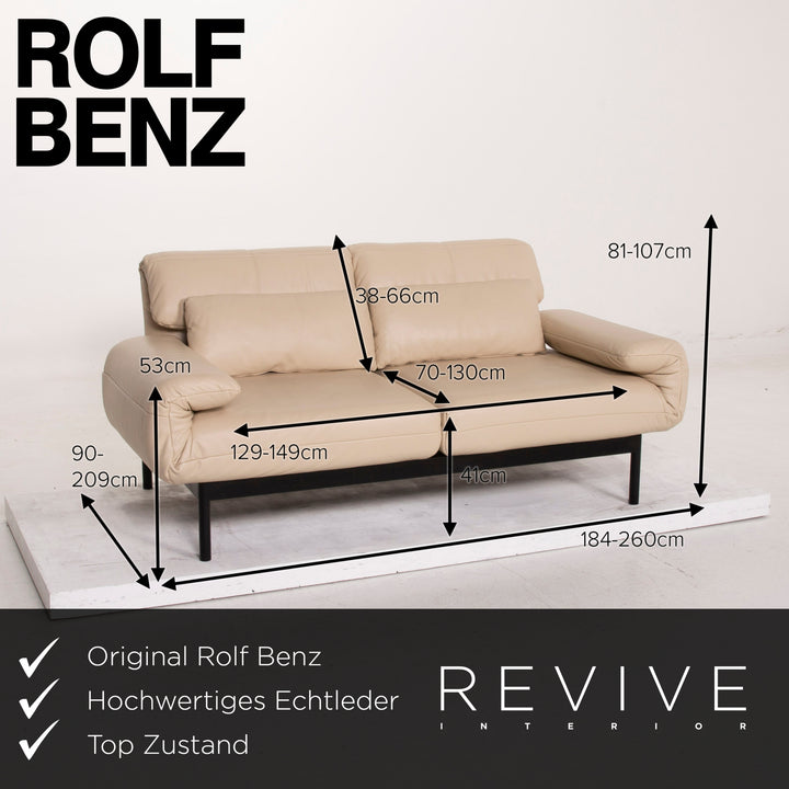 Rolf Benz Plura leather sofa cream two-seater feature #14985