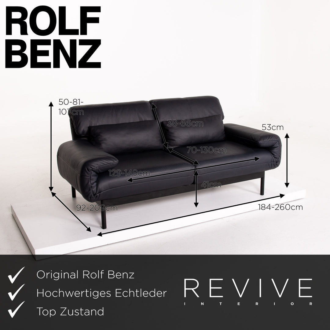 Rolf Benz Plura Leder Sofa Dunkelblau Blau Zweisitzer Funktion Schlafsofa Schlaffunktion Relaxfunktion Couch #14081