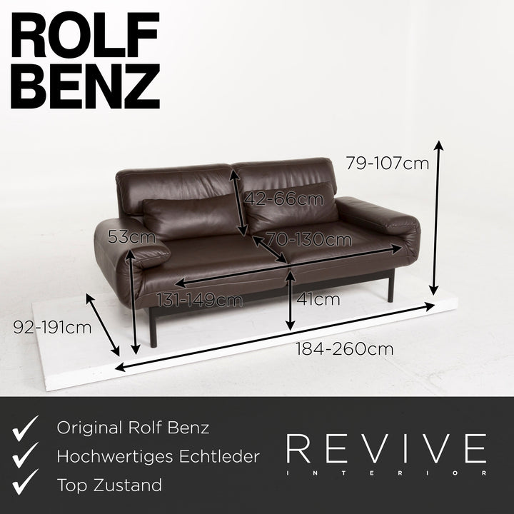 Rolf Benz Plura Leder Sofa Dunkelbraun Zweisitzer inkl. Funktion #12998