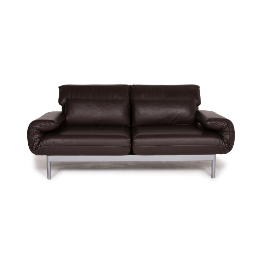 Rolf Benz Plura leather sofa dark brown two-seater relax function #15024