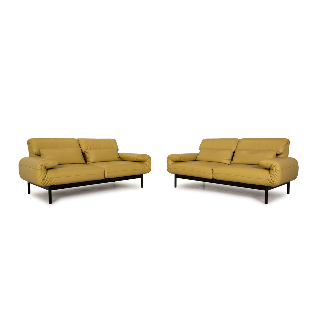 Rolf Benz Plura leather sofa yellow two-seater couch function relaxation function