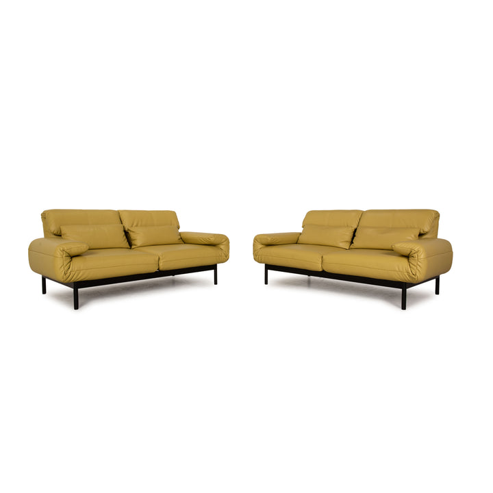Rolf Benz Plura leather sofa yellow two-seater couch function relaxation function