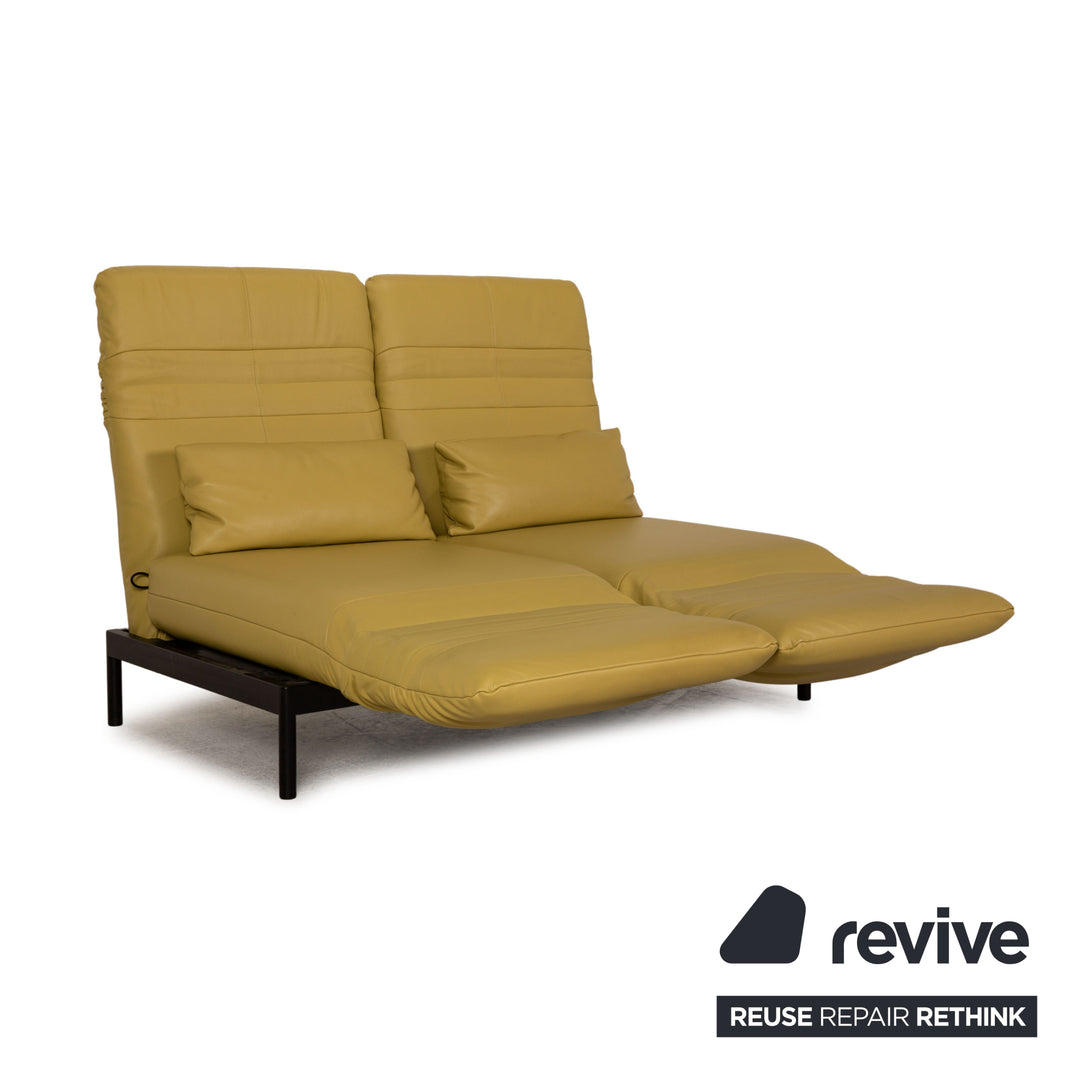 Rolf Benz Plura leather sofa yellow two-seater couch function relaxation function