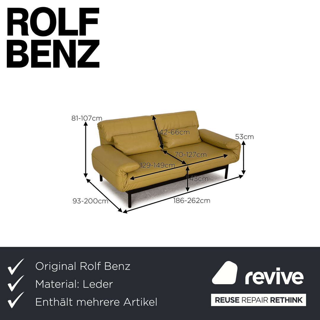 Rolf Benz Plura leather sofa yellow two-seater couch function relaxation function