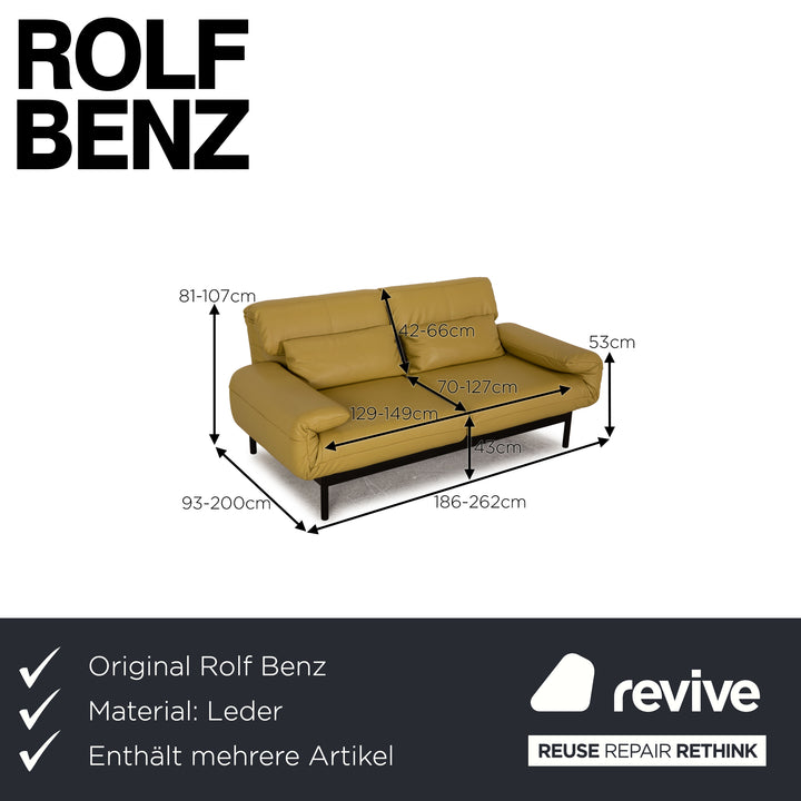 Rolf Benz Plura leather sofa yellow two-seater couch function relaxation function