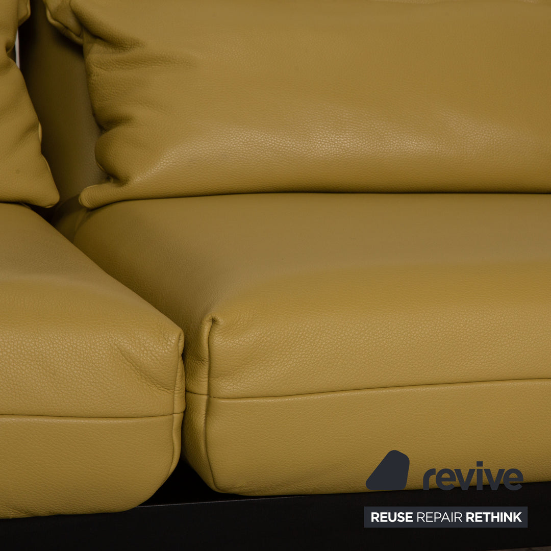 Rolf Benz Plura leather sofa yellow two-seater couch function relaxation function