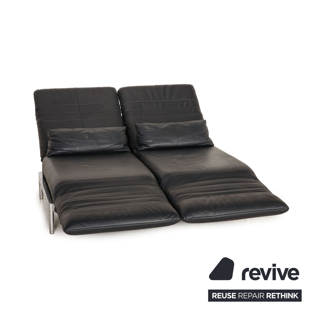 Rolf Benz Plura Leder Sofa Nachtblau Zweisitzer Couch Funktion Relaxfunktion