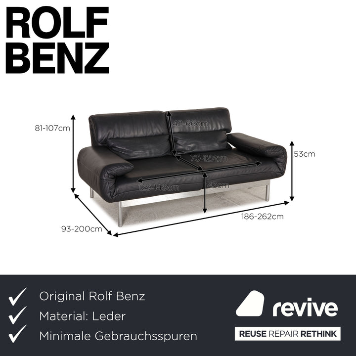 Rolf Benz Plura leather sofa night blue two-seater couch function relaxation function