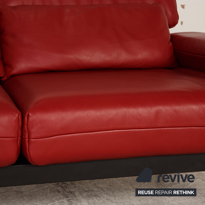 Rolf Benz Plura leather sofa red two-seater couch function relaxation function