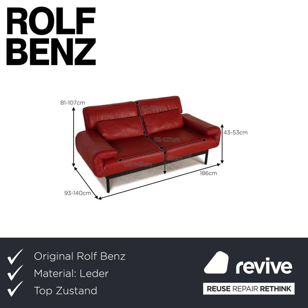 Rolf Benz Plura leather sofa red two-seater couch function relaxation function
