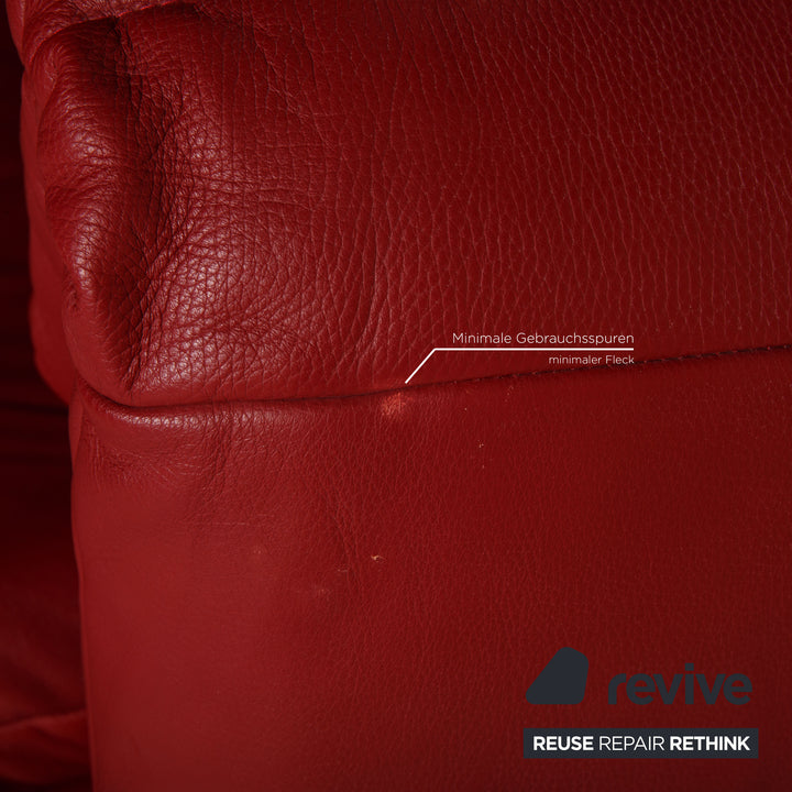 Rolf Benz Plura leather sofa red two-seater couch function relaxation function