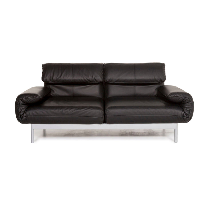 Rolf Benz Plura leather sofa black three-seater sleeping function function relax function couch #13082