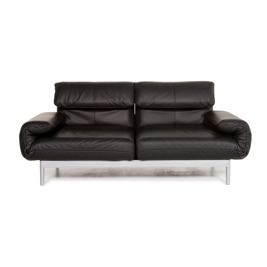 Rolf Benz Plura leather sofa black three-seater sleeping function function relax function couch #13082